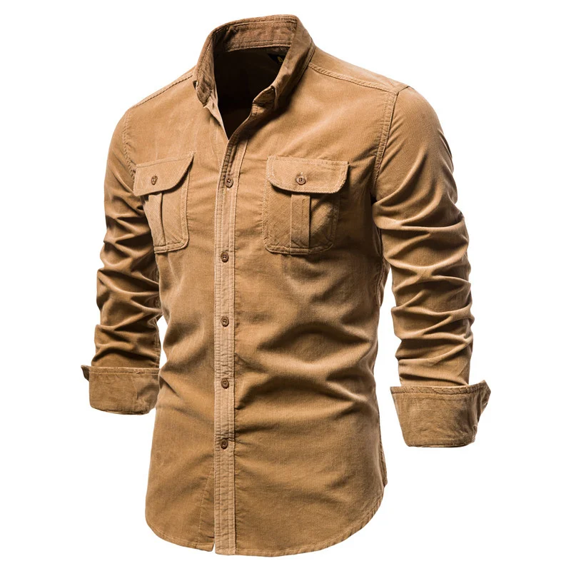 2020 men's single button shirt, business wear, fashion, solid color, rib velvet, slim fit, autumn, 100%
2020 men's single button shirt, business wear, fashion, solid color, rib velvet, slim fit, autumn, 100%
