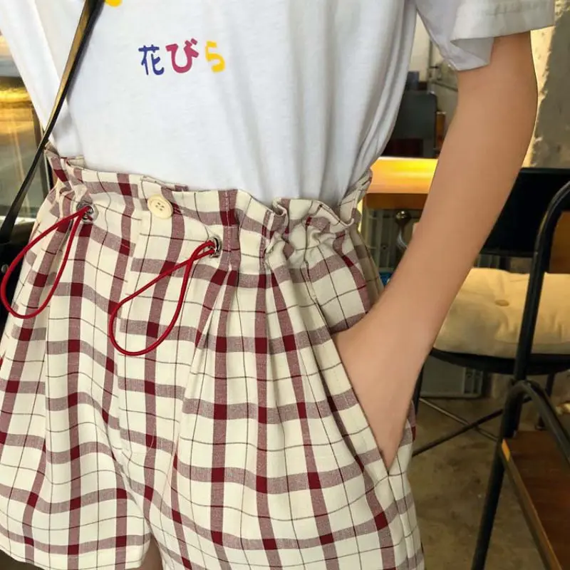 Female Plaid Shorts Summer Fashion Was Thin Loose Loose Drawstring Wide Leg Short Hot Casual Shorts Drop Fast Shipping
Female Plaid Shorts Summer Fashion Was Thin Loose Loose Drawstring Wide Leg Short Hot Casual Shorts Drop Fast Shipping