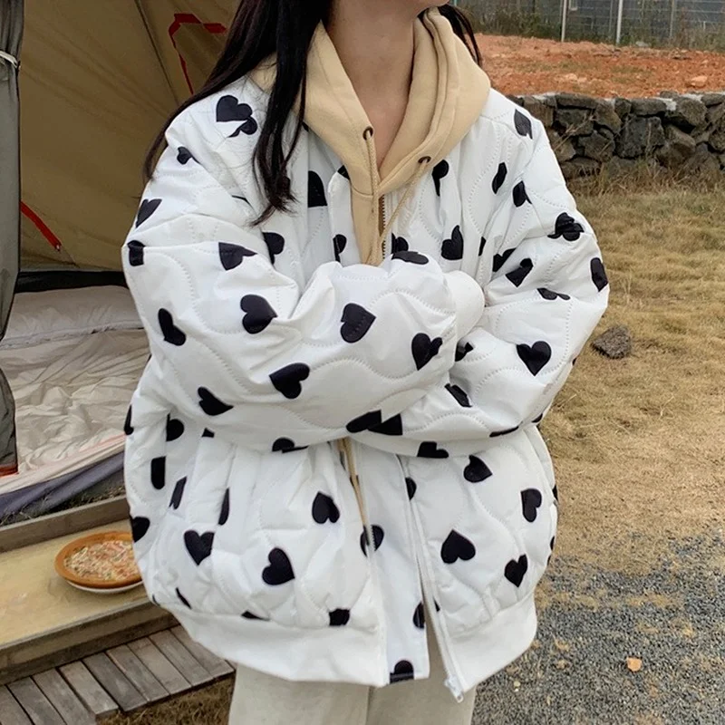 Winter New Love Bubble Jacket Women Korean Loose Thick Warm Baseball Jackets Fashion Casual Black White Puffer Coat Female
Winter New Love Bubble Jacket Women Korean Loose Thick Warm Baseball Jackets Fashion Casual Black White Puffer Coat Female