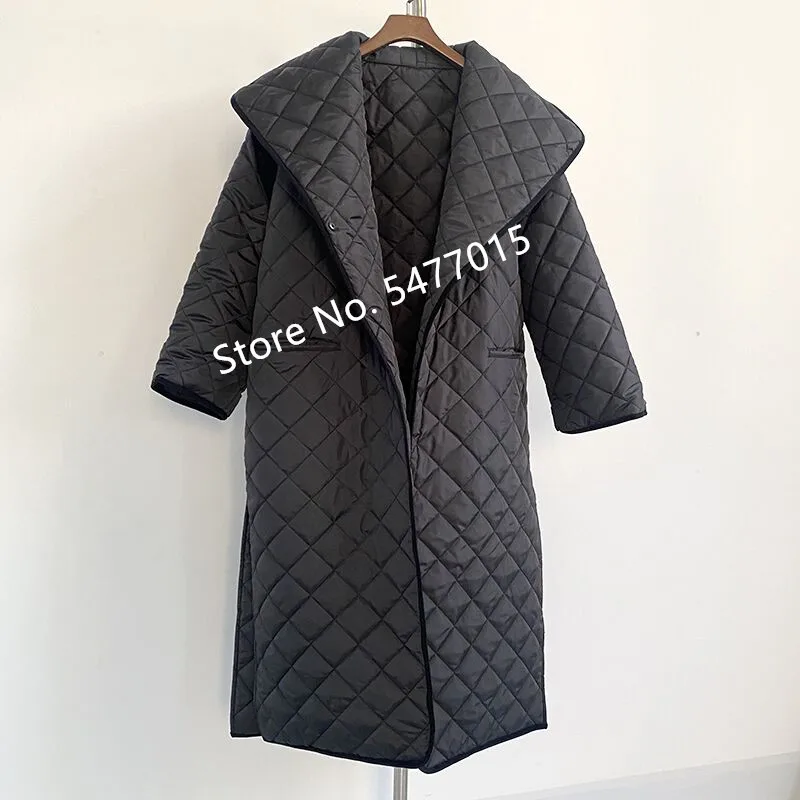 

Женская клетчатая куртка средней длины, свободная простая модная длинная парка с разрезом на подоле, пальто, верхняя одежда на осень и зиму, топы