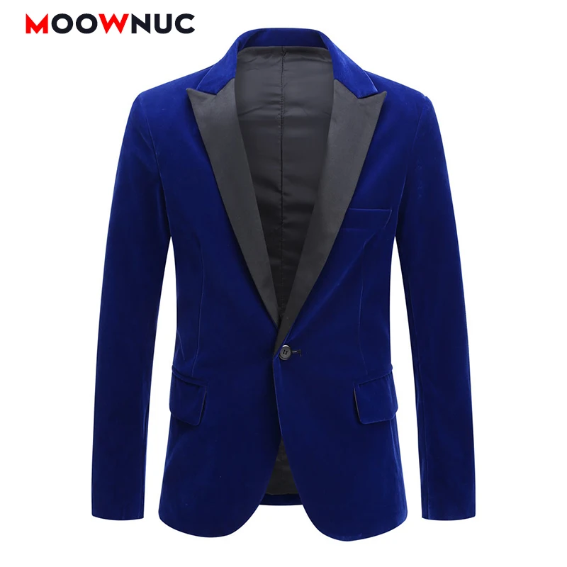 Мужской повседневный Блейзер, осенняя куртка, мужские пальто, бархатные мужские пальто, однотонная приталенная одежда для жениха MOOWNUC 
Мужской повседневный Блейзер, осенняя куртка, мужские пальто, бархатные мужские пальто, однотонная приталенная одежда для жениха MOOWNUC