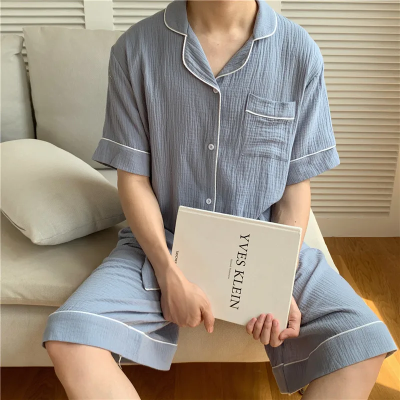 Summer Soft Cotton 2 Piece Set Elastic Waist Shorts Sleepwear Korea Gauze Men Pajama Set Casual Homewear Short Sleeve Homewear
Summer Soft Cotton 2 Piece Set Elastic Waist Shorts Sleepwear Korea Gauze Men Pajama Set Casual Homewear Short Sleeve Homewear