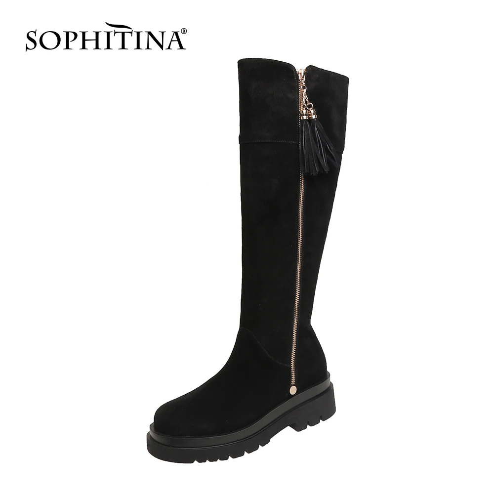 SOPHITINA Winter Knee-high Boots Woman Warm Genuine Leather High Platform Square Flat Zipper Tassel Round Toe Long Boots PO788
SOPHITINA Winter Knee-high Boots Woman Warm Genuine Leather High Platform Square Flat Zipper Tassel Round Toe Long Boots PO788