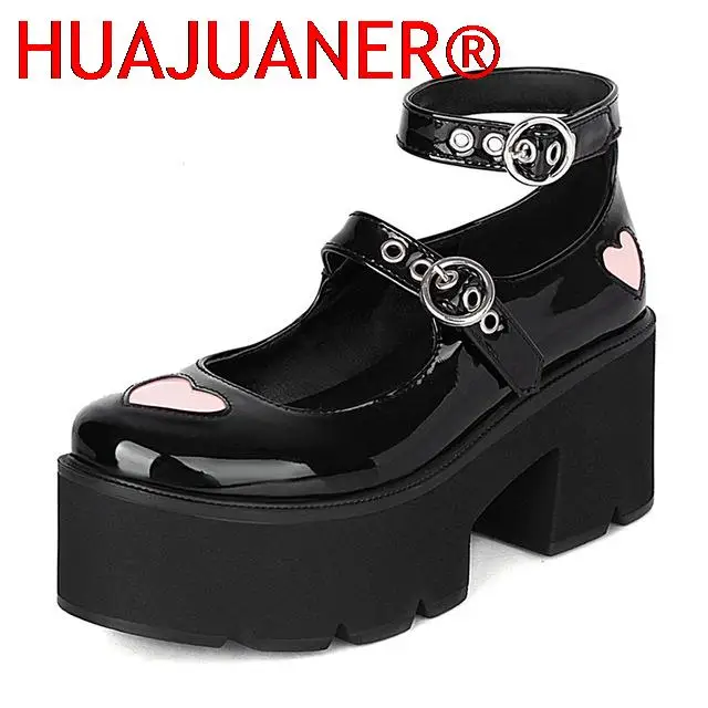 2021 New Belt Buckle Heart Gothic Lolita Shoes For Women Patent Leather Black Platform Chunky Heel Women Pumps Japanese Harajuku
2021 New Belt Buckle Heart Gothic Lolita Shoes For Women Patent Leather Black Platform Chunky Heel Women Pumps Japanese Harajuku