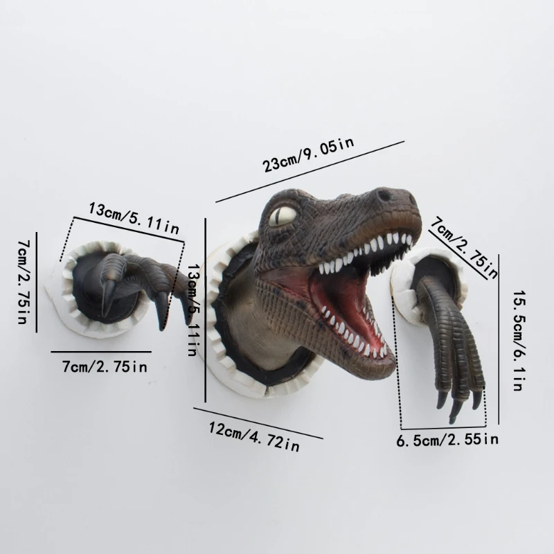 3D Wall Mounted Dinosaur Bust Sculpture Realistic Wall-Broken Bursting Hanging Velociraptor Ornament Home Office Decor
3D Wall Mounted Dinosaur Bust Sculpture Realistic Wall-Broken Bursting Hanging Velociraptor Ornament Home Office Decor