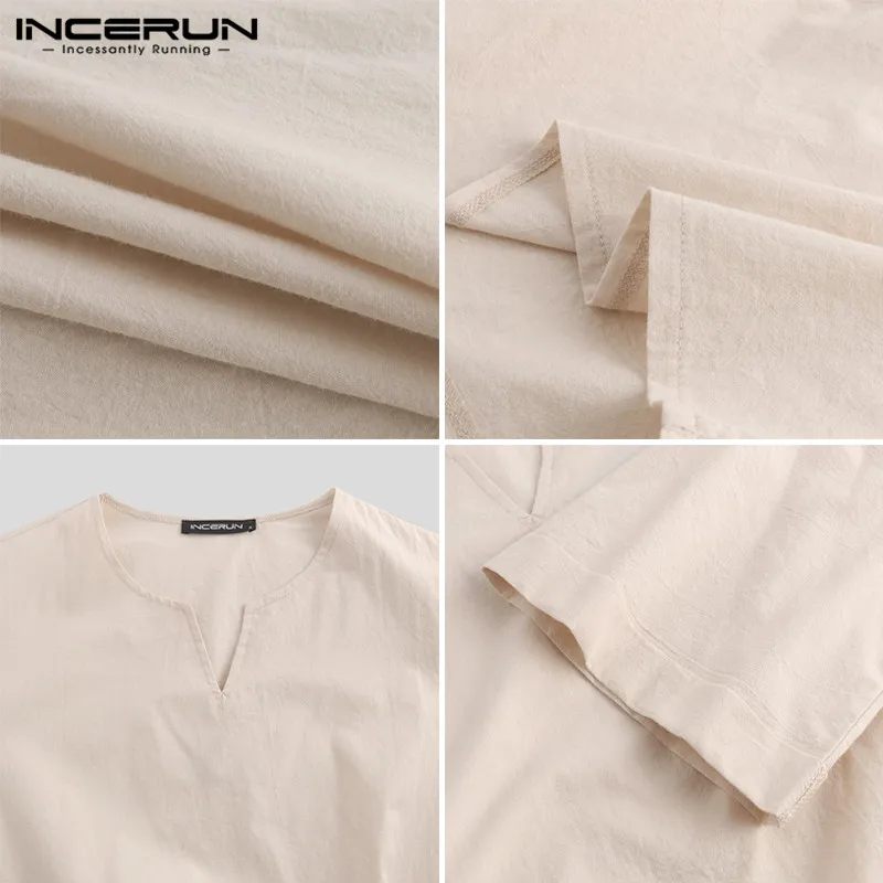 INCERUN Men Pajamas Sets Solid Color Cotton Short Sleeve V Neck Tops Elastic Waist Shorts Nightgown Sleepwear Sets Homewear 2021
INCERUN Men Pajamas Sets Solid Color Cotton Short Sleeve V Neck Tops Elastic Waist Shorts Nightgown Sleepwear Sets Homewear 2021