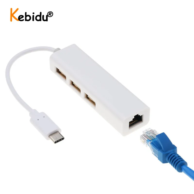 Сетевой адаптер Kebidu USB3.1 RJ45 Ethernet сетевой локальной сети Тип C хаб стандарта USB