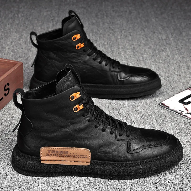 Men's Fashion Leather Boots British Style Velvet Warm Leather Winter Casual Shoes High-top All-match Trend Men's Shoes
Men's Fashion Leather Boots British Style Velvet Warm Leather Winter Casual Shoes High-top All-match Trend Men's Shoes
