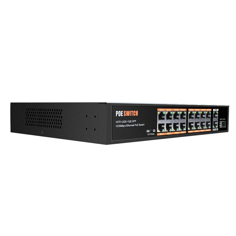 BESDER 16CH PoE Switch 1000M Uplink PoE Switch Support IEE802.3af/at With 16 PoE Port 250M Long Transmission For PoE IP Cameras
BESDER 16CH PoE Switch 1000M Uplink PoE Switch Support IEE802.3af/at With 16 PoE Port 250M Long Transmission For PoE IP Cameras