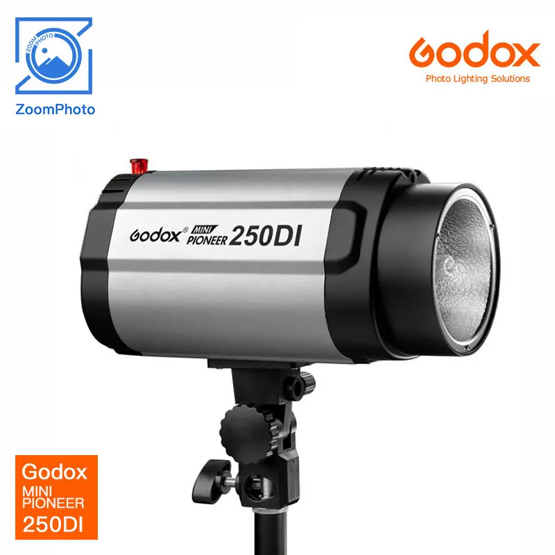 

Godox 250DI Godox MINI PIONEER 250DI 220V 110V Studio Flash Monolight Flash Strobe With Lamp Head For DSLR Cameras