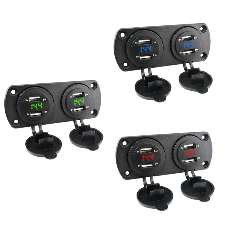 Двойная розетка USB 4,2 А со светодиодным дисплеем напряжения, зарядное устройство USB, панель для быстрой зарядки для автомобиля, лодки, 12-24 В
Двойная розетка USB 4,2 А со светодиодным дисплеем напряжения, зарядное устройство USB, панель для быстрой зарядки для автомобиля, лодки, 12-24 В