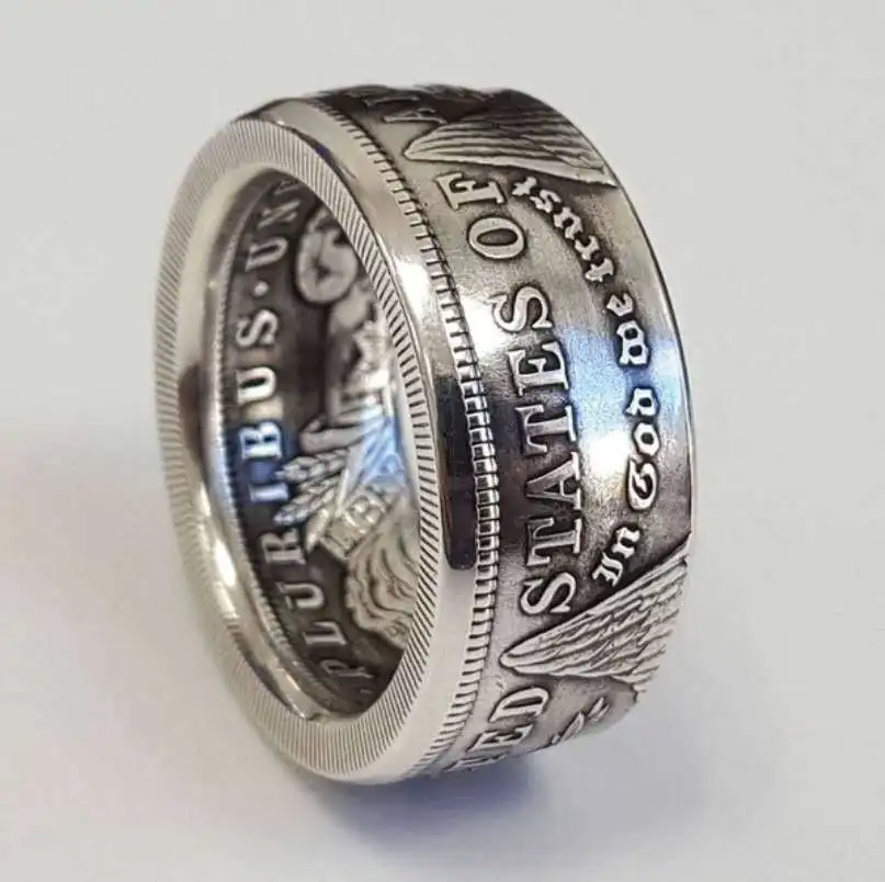 The New American National Emblem Motto America Coin Ring S925 Thai Silver Bar Ring
The New American National Emblem Motto America Coin Ring S925 Thai Silver Bar Ring