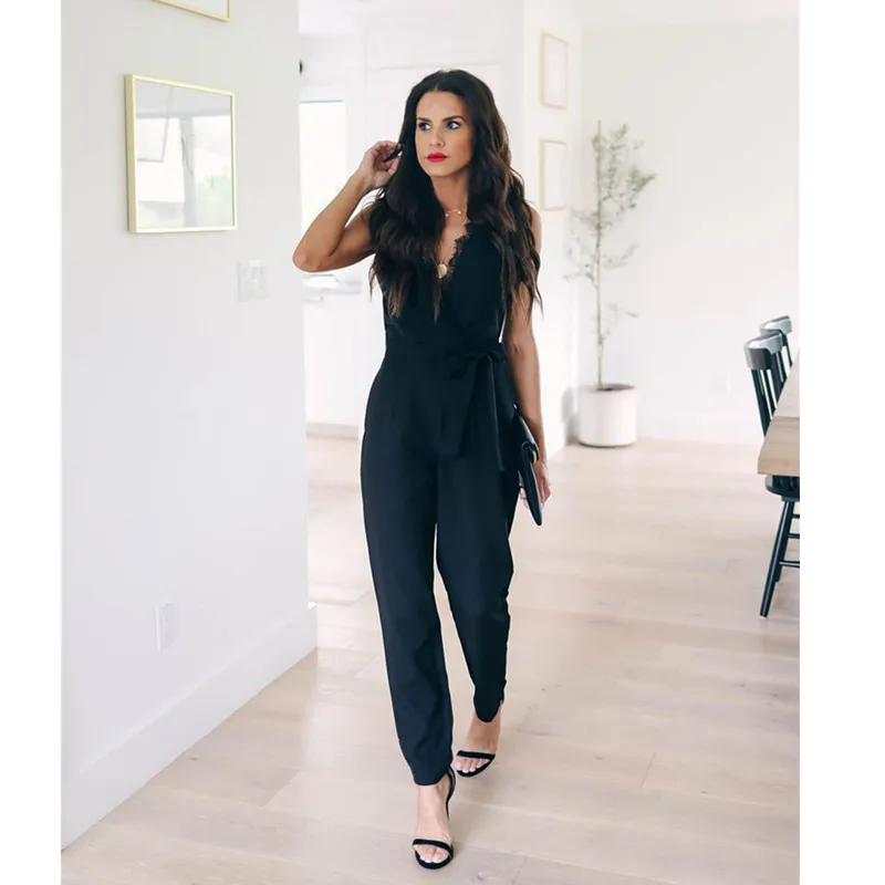 Jumpsuit 2021 Women New Lace Up Pocket Lace v-neck Solid Color Sleeveless Summer Fashion Womens Jumpsuits Vestidos
Jumpsuit 2021 Women New Lace Up Pocket Lace v-neck Solid Color Sleeveless Summer Fashion Womens Jumpsuits Vestidos