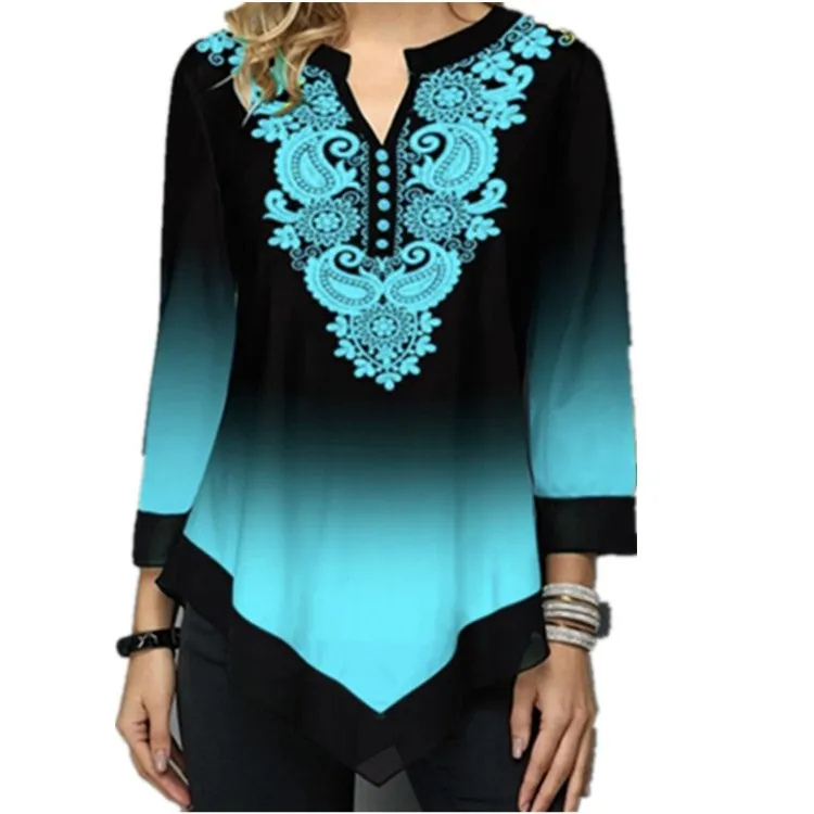 New 2020 Shirt Women Spring Summer Floral Printing Blouse 3/4 Sleeve Casual Hem Irregularity Female fashion shirt Tops Plus Size
New 2020 Shirt Women Spring Summer Floral Printing Blouse 3/4 Sleeve Casual Hem Irregularity Female fashion shirt Tops Plus Size