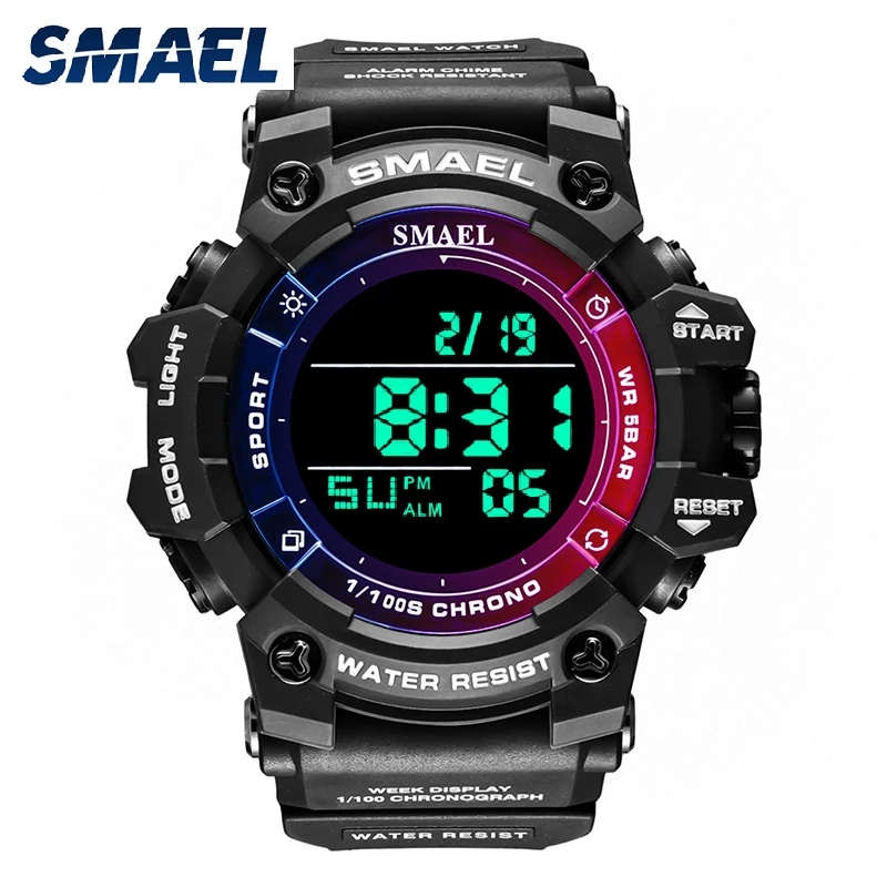 Digital Watches Sport 50M Waterproof Watch SMAEL Military Clock Alarm Luminous Led Big Dial Male Clocks 8046 Men Wrist Watch
Digital Watches Sport 50M Waterproof Watch SMAEL Military Clock Alarm Luminous Led Big Dial Male Clocks 8046 Men Wrist Watch