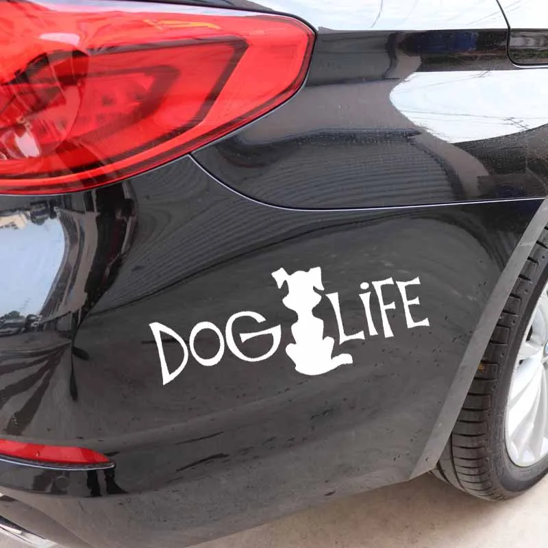YJZT 18.2X7.5CM Dog Life Silhouette Window Car Sticker Pet Love Dogs Pawprint Puppy Vinyl Decal Black/Silver C24-1452 | Автомобили и