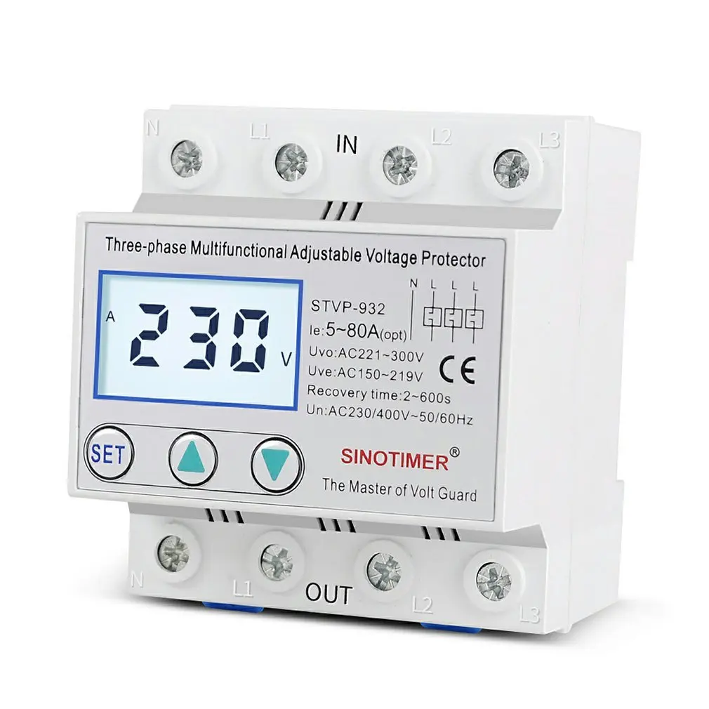 Industrial Three Phase AC 380V Adjustable Surge Voltage Protectors Automatic Recovery Over Under Voltage Potective Devices
Industrial Three Phase AC 380V Adjustable Surge Voltage Protectors Automatic Recovery Over Under Voltage Potective Devices