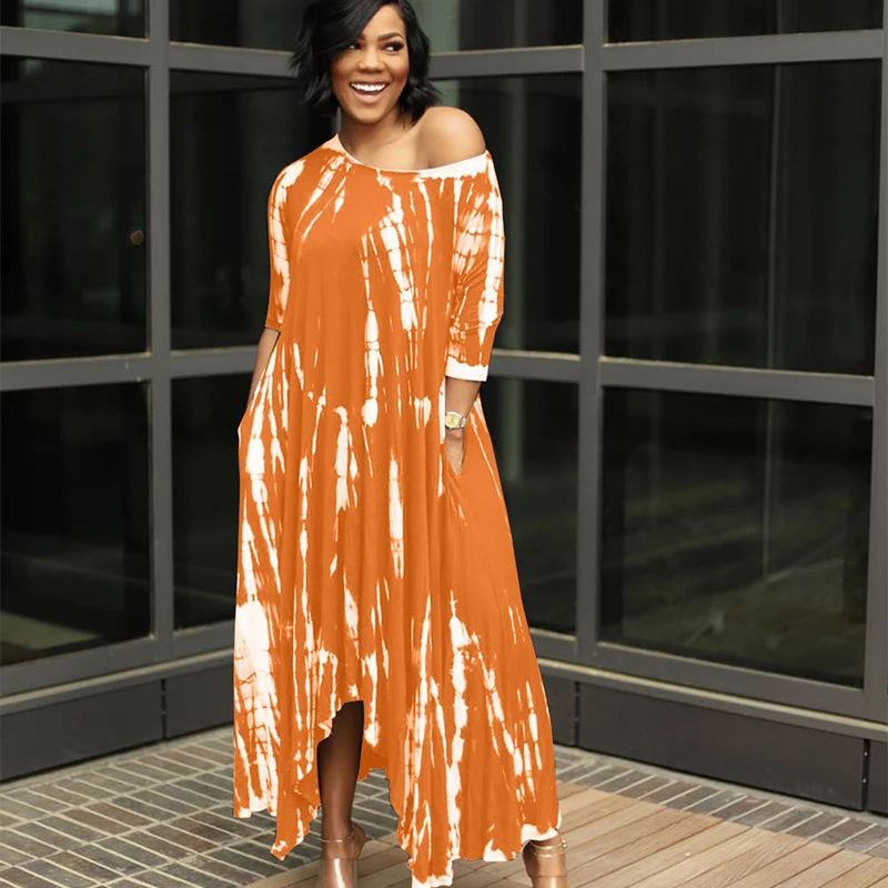 Women's Clothing Wide Necked Personality Split Pockets Fashion Tie Dye Irregular Skirt Commuter Long Dress Street Wear 2021
Women's Clothing Wide Necked Personality Split Pockets Fashion Tie Dye Irregular Skirt Commuter Long Dress Street Wear 2021