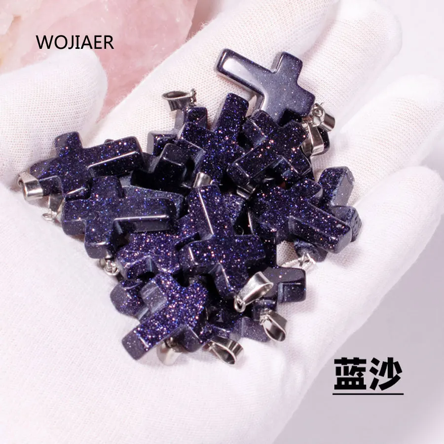 WOJIAER Stylish Natural Blue Sand Gem Stone Cross Pendant Pendulum Stone 25x18x6mm Energy Handmade Jewelry 1PCS ZM0492
WOJIAER Stylish Natural Blue Sand Gem Stone Cross Pendant Pendulum Stone 25x18x6mm Energy Handmade Jewelry 1PCS ZM0492