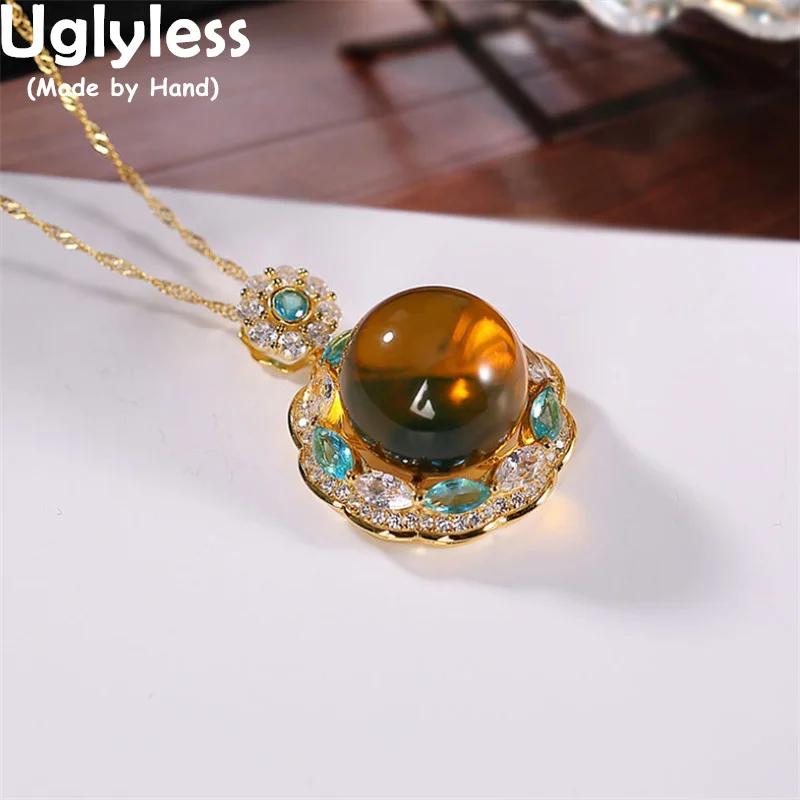 Uglyless Discolored under UV Lamp Luxury Gemstones Amber Necklaces Women Blue Amber Pendants Crystals Fashion Jewelry 925 Silver
Uglyless Discolored under UV Lamp Luxury Gemstones Amber Necklaces Women Blue Amber Pendants Crystals Fashion Jewelry 925 Silver