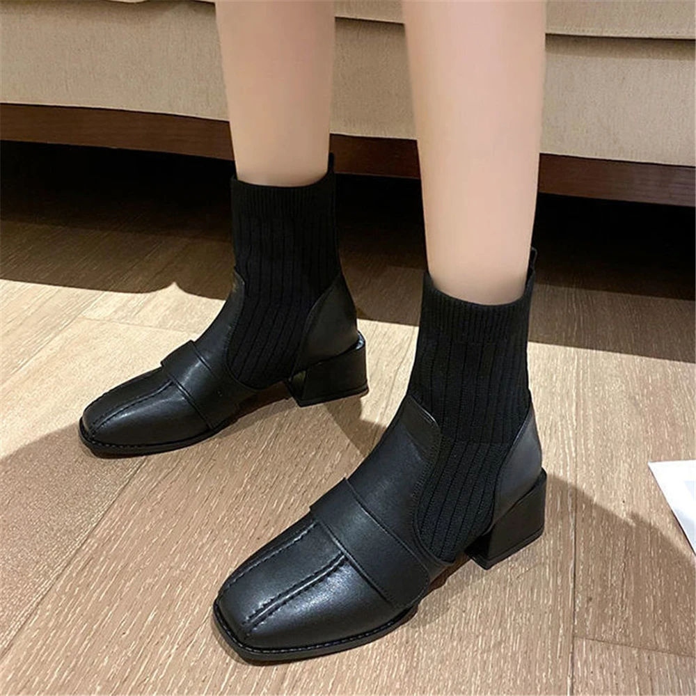 Women Boots Thick Medium Heel 2021 New Short Socks Shoes Fashion British Short Tube Elastic Cloth 4.5cm
Women Boots Thick Medium Heel 2021 New Short Socks Shoes Fashion British Short Tube Elastic Cloth 4.5cm