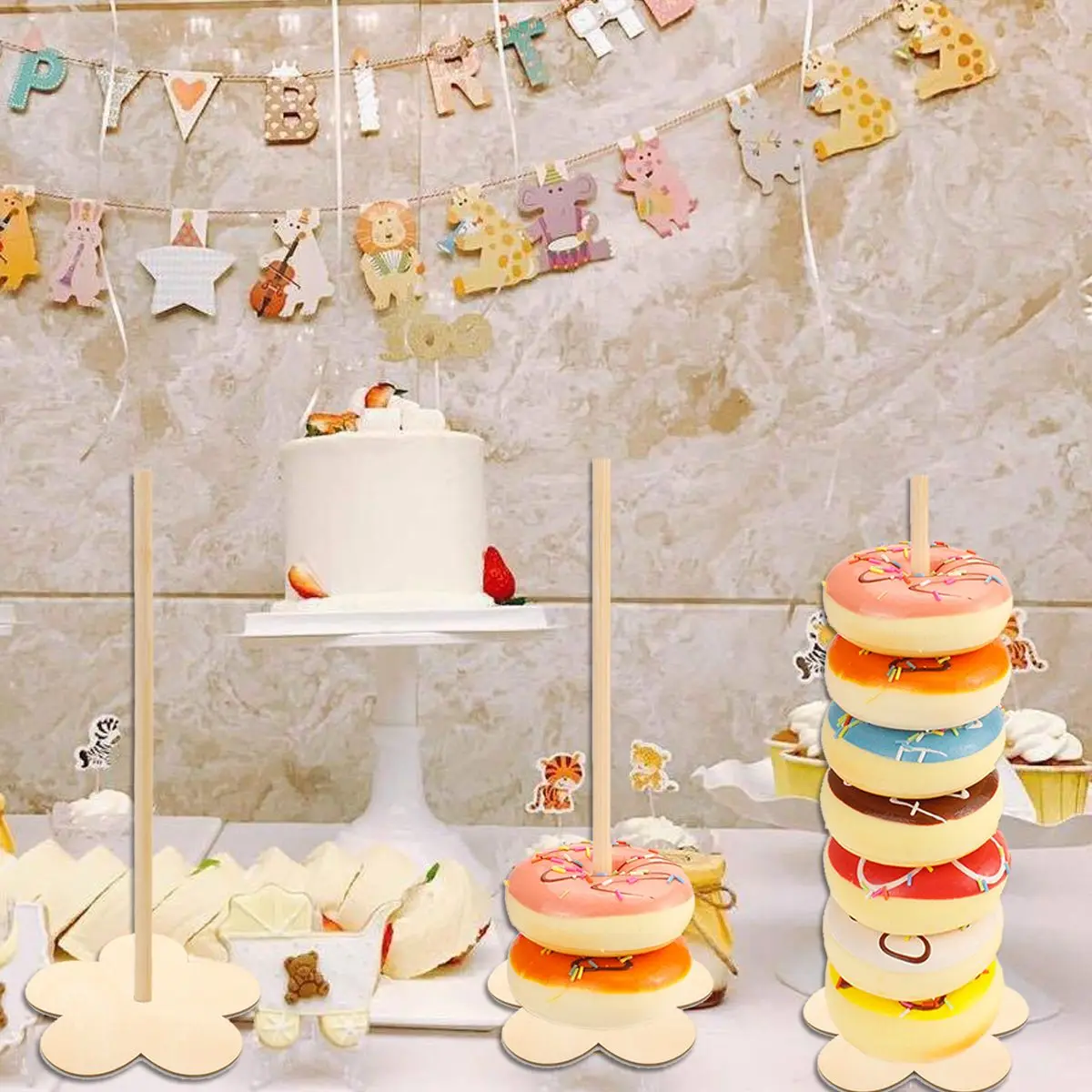 

Birthday Party Kids Baby Shower Wedding Donut Wall Stand Table Decorations Donut Shelf Doughnut Holder