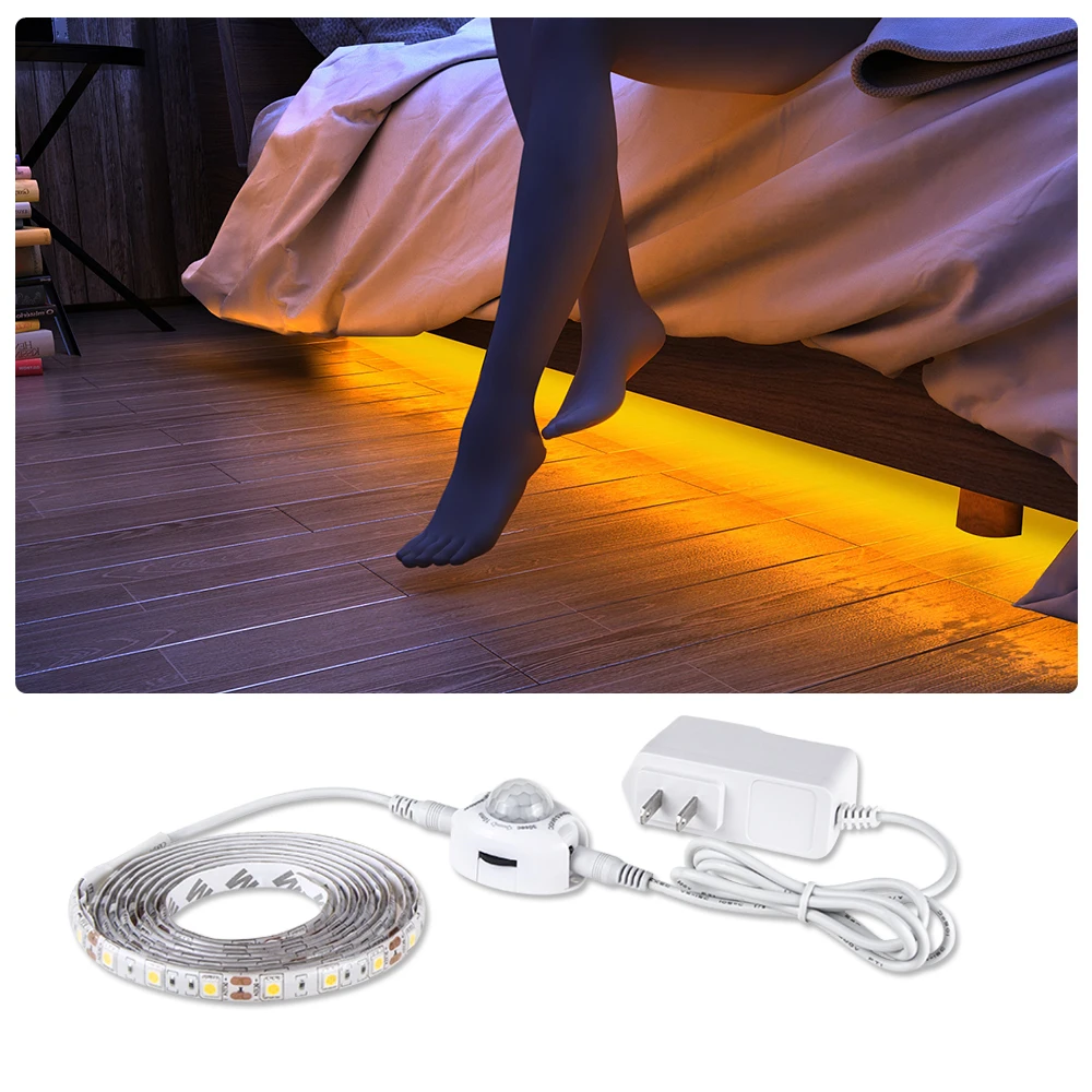 PIR Motion Sensor LED Bedside Illumination Light DC12V Flexible Waterproof Light Strip For Kitchen, Staircase, Bedroom, Toilet
PIR Motion Sensor LED Bedside Illumination Light DC12V Flexible Waterproof Light Strip For Kitchen, Staircase, Bedroom, Toilet