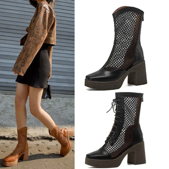 New thick heel high heel waterproof platform square toe leather short boots retro British style Martin boots women
New thick heel high heel waterproof platform square toe leather short boots retro British style Martin boots women