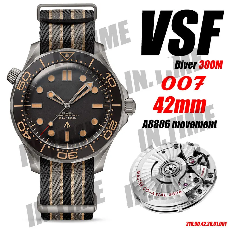 

Watch Men's Mechanical Seamster 300 "No Time to Die" 007 VSF 1:1 Titanium Case Mesh Bracelet 42mm A8806(Free Nato) V3 Waterpoof1