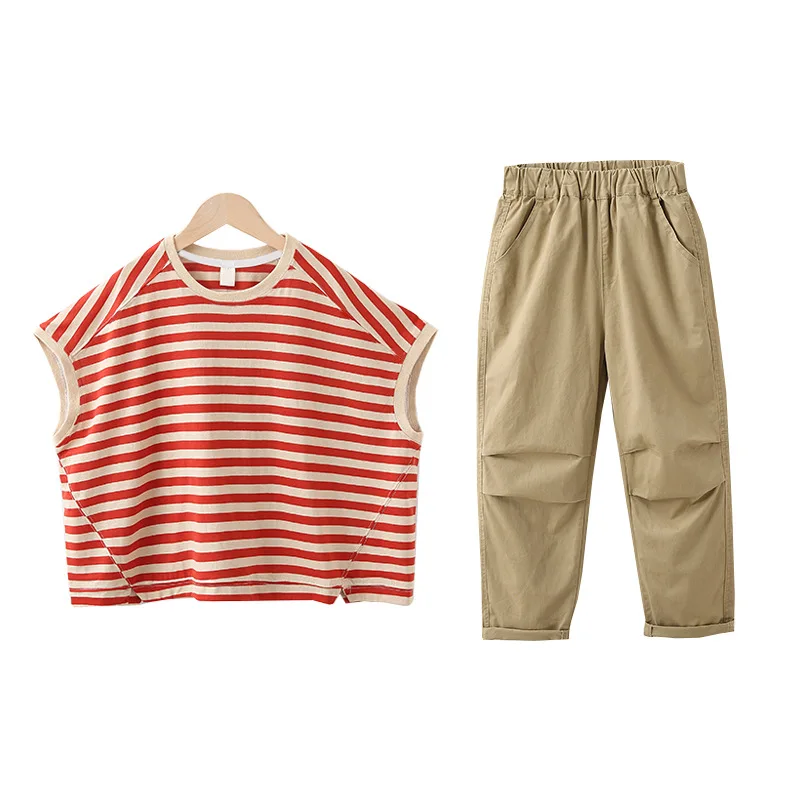 Girls Pants Sets Summer 2021 Stripe Sweatshirt Casual Trousers 2pcs Kids 10-12 Year Clothing Short Sleeve Loose Children Clothes
Girls Pants Sets Summer 2021 Stripe Sweatshirt Casual Trousers 2pcs Kids 10-12 Year Clothing Short Sleeve Loose Children Clothes
