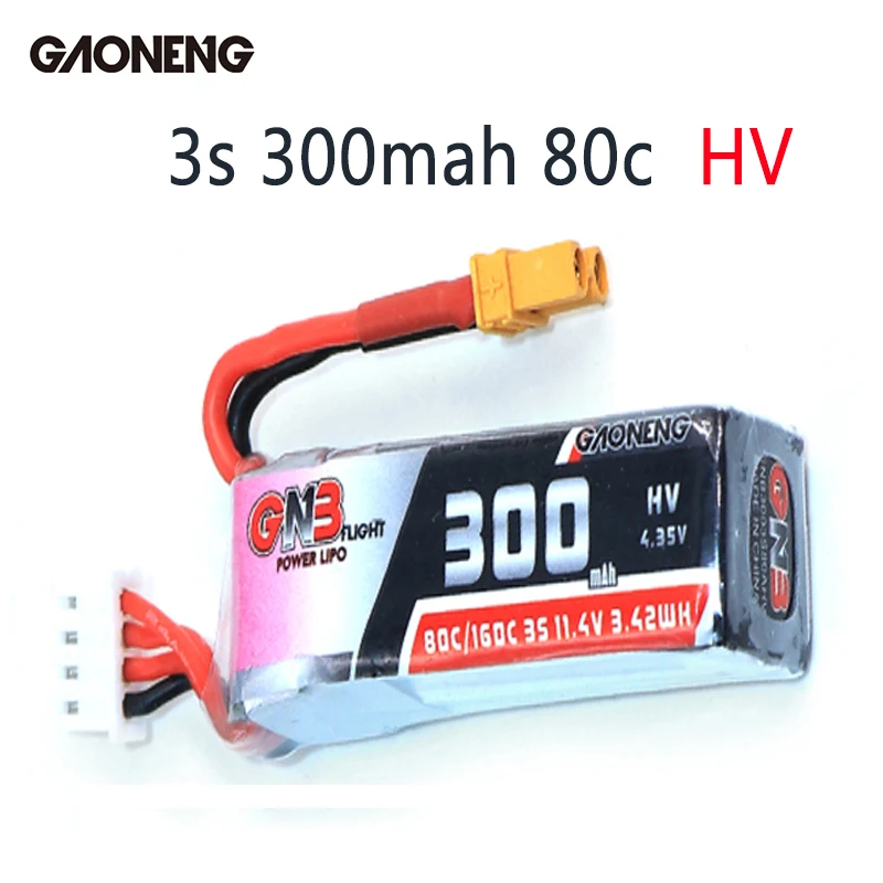 Gaoneng GNB 3S 300mah 11.4V 80C/160C HV LipoBattery With XT30 Plug For BETAFPV Beta75X 3S Beta65X 2S Whoop Drones
Gaoneng GNB 3S 300mah 11.4V 80C/160C HV LipoBattery With XT30 Plug For BETAFPV Beta75X 3S Beta65X 2S Whoop Drones