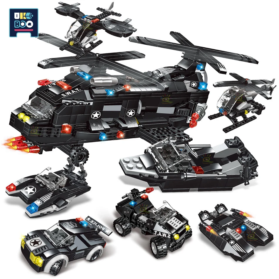UKBOO City SWAT Police Command Truck Helicopter Model Building Blocks Weapon Boat Soldier Figures Bricks Toys for Children
UKBOO City SWAT Police Command Truck Helicopter Model Building Blocks Weapon Boat Soldier Figures Bricks Toys for Children