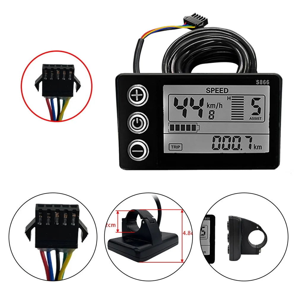 Electric Bike S866 24V 36V 48V Waterproof LCD Display For E-Bike Bicycle Scooter SM Plug With Mount Bracket Display Cycling
Electric Bike S866 24V 36V 48V Waterproof LCD Display For E-Bike Bicycle Scooter SM Plug With Mount Bracket Display Cycling