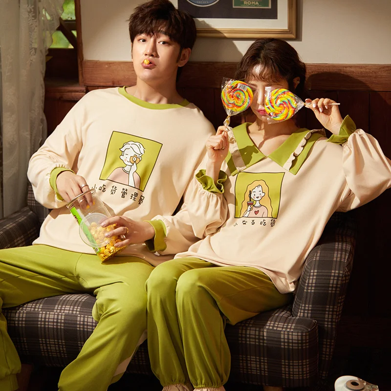 Casual Autumn New Pyjamas Sleepwear 2pcs Pajams Suit Home Clothing Couple Cotton Sleep Set Nightwear Intimate Lingerie Homewear
Casual Autumn New Pyjamas Sleepwear 2pcs Pajams Suit Home Clothing Couple Cotton Sleep Set Nightwear Intimate Lingerie Homewear