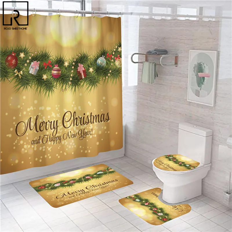 Christmas Festival Print Shower Curtains Polyester Waterproof Bathroom Set Toilet Carpet Bath Mat Anti-slip Rugs Home Decoration
Christmas Festival Print Shower Curtains Polyester Waterproof Bathroom Set Toilet Carpet Bath Mat Anti-slip Rugs Home Decoration