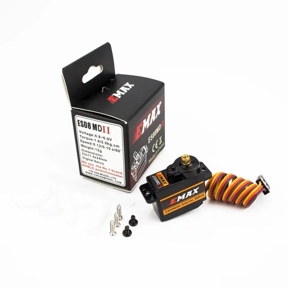 Original EMAX ES08MDII ES08MD 13g Metal Digital Micro Servo for RC 250 450 Helicopter Airplane Car Boat Robot Toy DIY Parts
Original EMAX ES08MDII ES08MD 13g Metal Digital Micro Servo for RC 250 450 Helicopter Airplane Car Boat Robot Toy DIY Parts