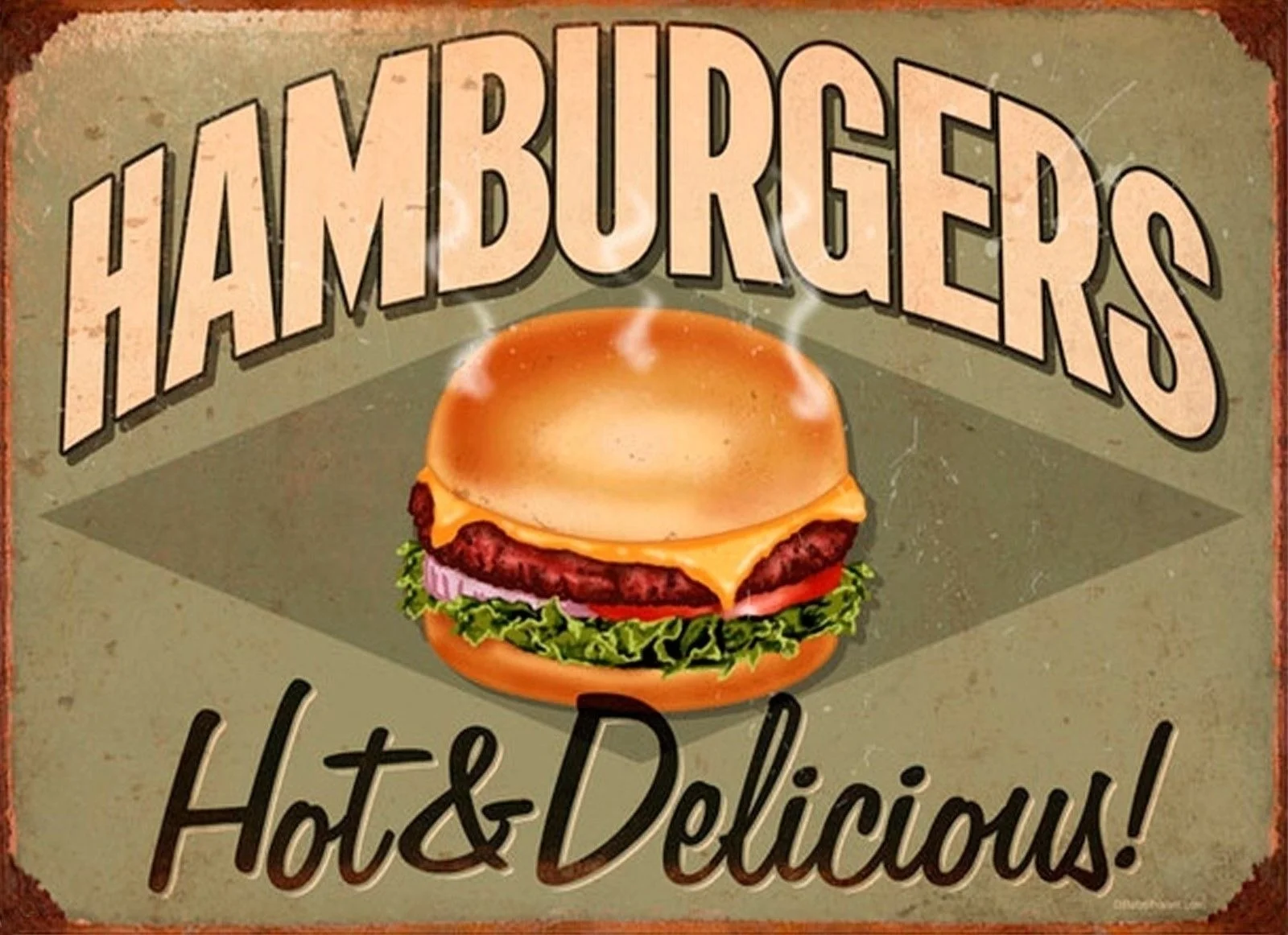 METAL VINTAGE SHABBY-CHIC U.S.DINER HAMBURGER TIN SIGN WALL PLAQUE/FRIDGE MAGNET
METAL VINTAGE SHABBY-CHIC U.S.DINER HAMBURGER TIN SIGN WALL PLAQUE/FRIDGE MAGNET