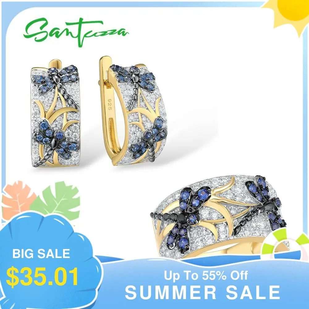 SANTUZZA 925 Silver Jewelry Set For Women Pure 925 Sterling Silver Gold Color Delicate Blue Dragonfly Trendy Gift Fine Jewelry
SANTUZZA 925 Silver Jewelry Set For Women Pure 925 Sterling Silver Gold Color Delicate Blue Dragonfly Trendy Gift Fine Jewelry