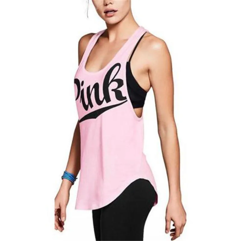 Женская Повседневная футболка без рукавов топ с надписью мягкая розовая