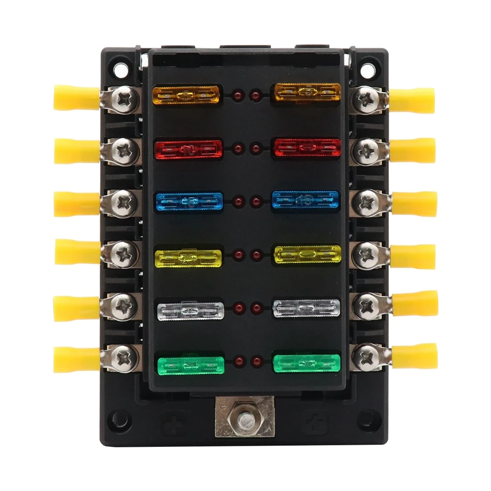 Car Boat Fuse Box Holder With 12 Way Blade Fuse Holder Block Warning Indicator 12V~24V Power Distribution Panel Board
Car Boat Fuse Box Holder With 12 Way Blade Fuse Holder Block Warning Indicator 12V~24V Power Distribution Panel Board