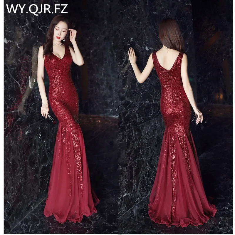 YEY-538J#Trumpet mermaid Sequins Evening Dresses Tight Sexy dark Blue wine red Green Apricot Black long Bride party dress Girls
YEY-538J#Trumpet mermaid Sequins Evening Dresses Tight Sexy dark Blue wine red Green Apricot Black long Bride party dress Girls