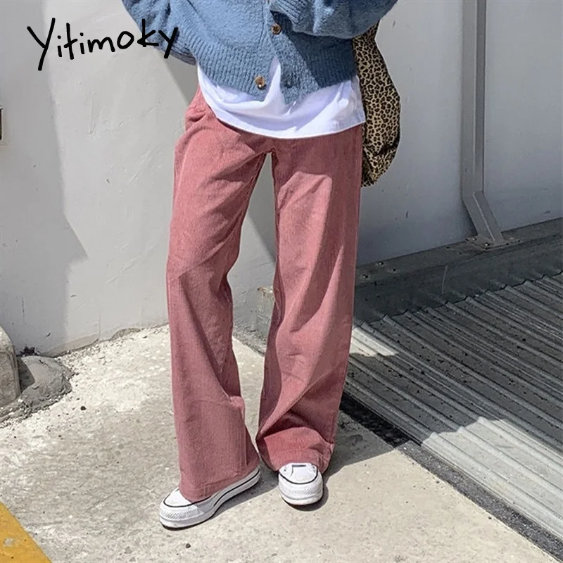 Женские вельветовые брюки Yitimoky уличная одежда корейские джоггеры спортивные с