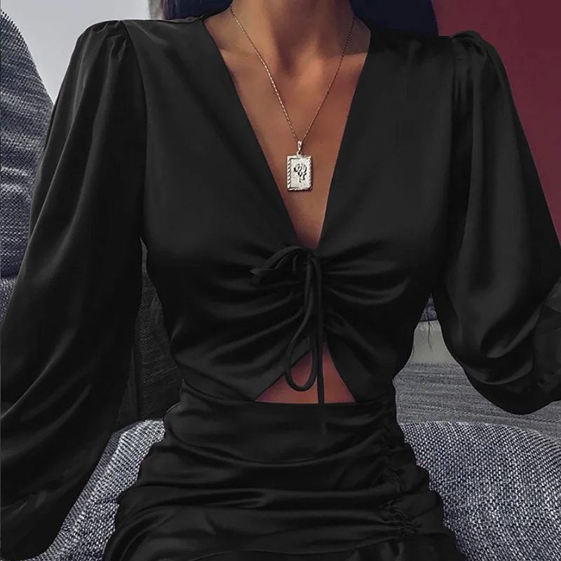 Autumn Sexy Irregular Bag Hip Mini Dresses for Women Hollow Ruffled Chiffon Short Skirt V-neck Drawstring Nightclub Slim Dress
Autumn Sexy Irregular Bag Hip Mini Dresses for Women Hollow Ruffled Chiffon Short Skirt V-neck Drawstring Nightclub Slim Dress