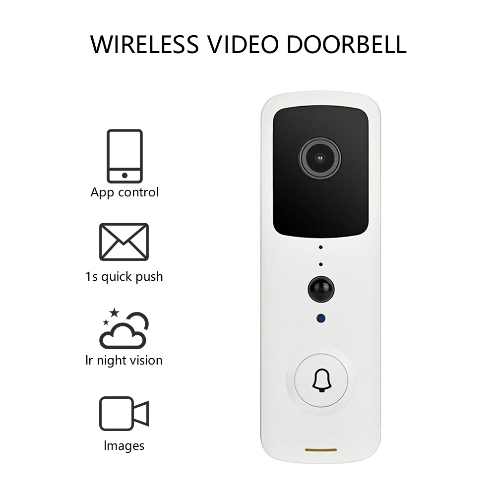 

Wireless Video Doorbell 720P 166 Degree Wide Angle Visual Real-Time Intercom Wi-Fi Video Bell 2-Way Talk Home Security Camera
