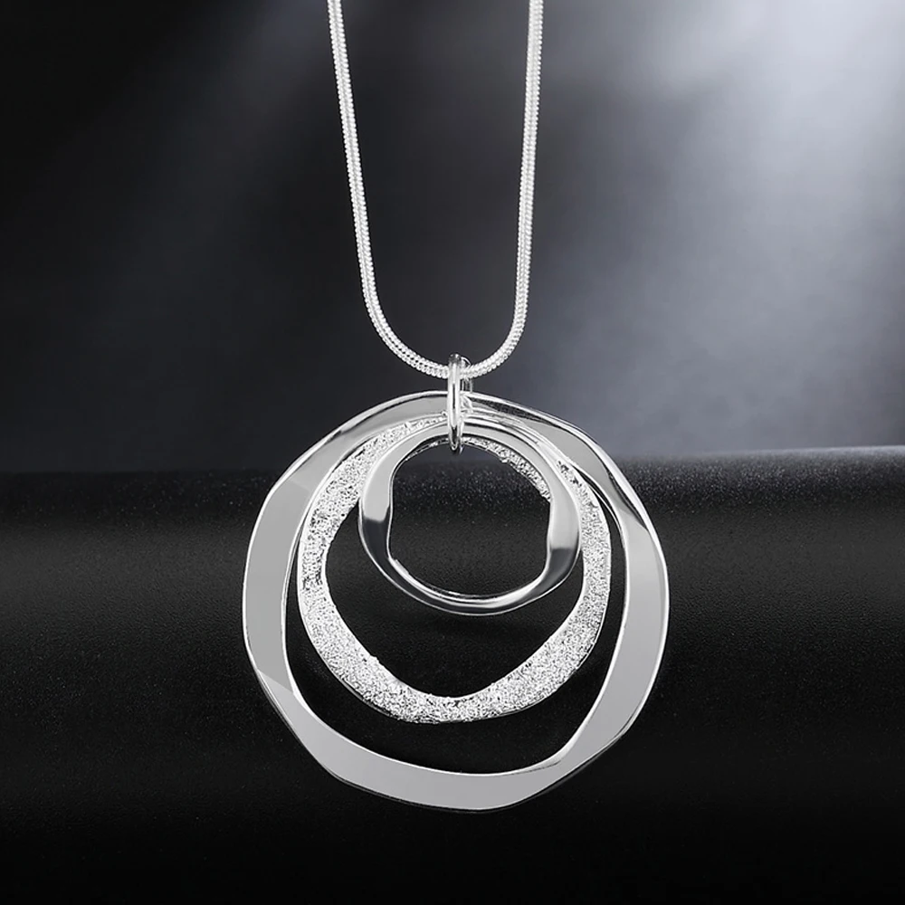 925 Sterling Silver 18-Inch Snake Chain O-Shaped Multi-Circle Pendant Necklace For Women Fashion Wedding Party Charm Jewelry
925 Sterling Silver 18-Inch Snake Chain O-Shaped Multi-Circle Pendant Necklace For Women Fashion Wedding Party Charm Jewelry