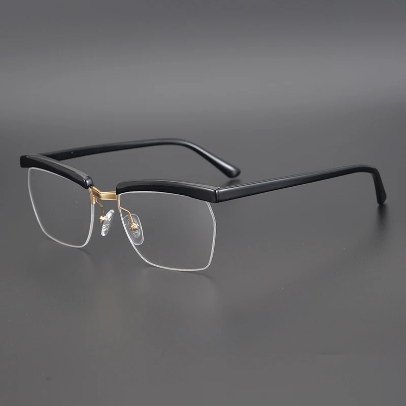 

Classic Square Semi Rimless Optical Glasses Frame Men Tom Hardy Half Frameless Myopia Prescription Eyeglasses Acetate Oculos