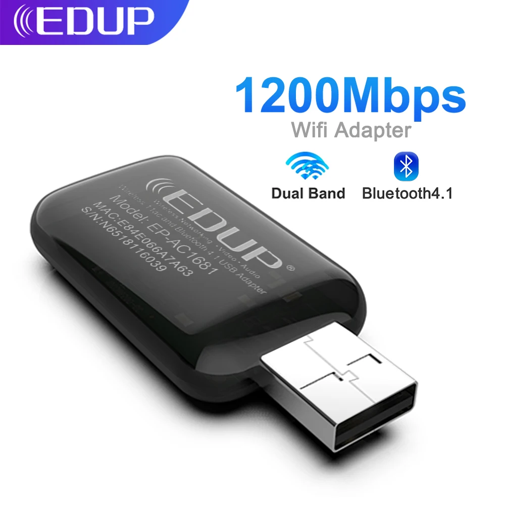 Wi-Fi-адаптер EDUP, 1200 Мбит/с, 2,4/5,8 ГГц
Wi-Fi-адаптер EDUP, 1200 Мбит/с, 2,4/5,8 ГГц