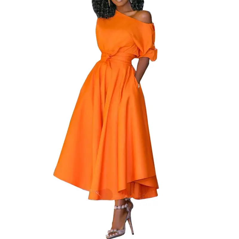 Casual Dress for Women Short Puff Sleeve One Shoulder Elegant Dressess High Waist Lace Up Loose Outfit Wholesale Dropshipping
Casual Dress for Women Short Puff Sleeve One Shoulder Elegant Dressess High Waist Lace Up Loose Outfit Wholesale Dropshipping