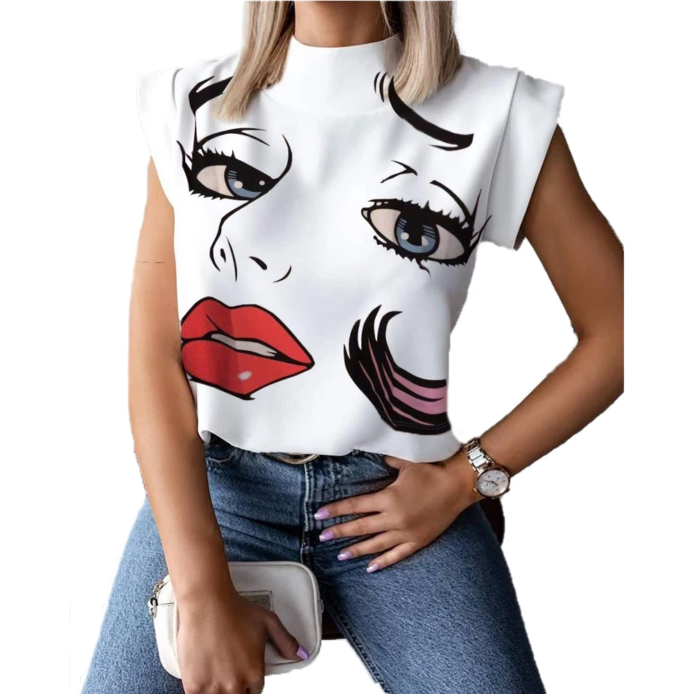 2021 Fashion Women Elegant Lips Print Tops Blouse Shirts Summer Ladies Office Casual Stand Neck Pullovers Eye Blusa Tops
2021 Fashion Women Elegant Lips Print Tops Blouse Shirts Summer Ladies Office Casual Stand Neck Pullovers Eye Blusa Tops