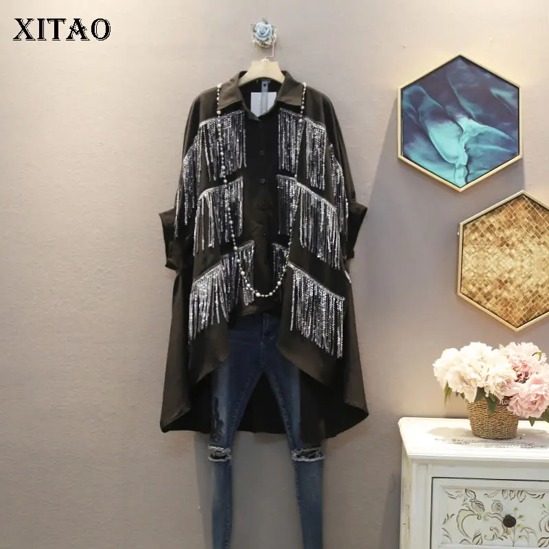 Женская Асимметричная блузка XITAO элегантная повседневная с кисточками одной